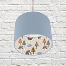 Lined Bear Hug Children's Bedroom and Nursery Ceiling Lampshade, Blue, Green and Terracotta
