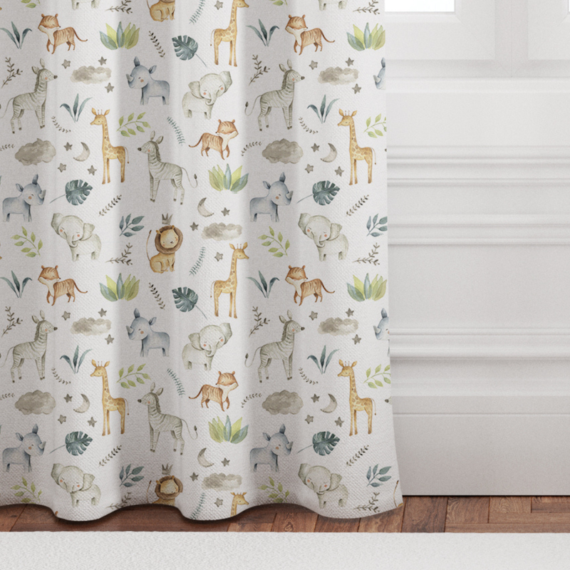 Safari Baby Animals Blackout Lined Curtains