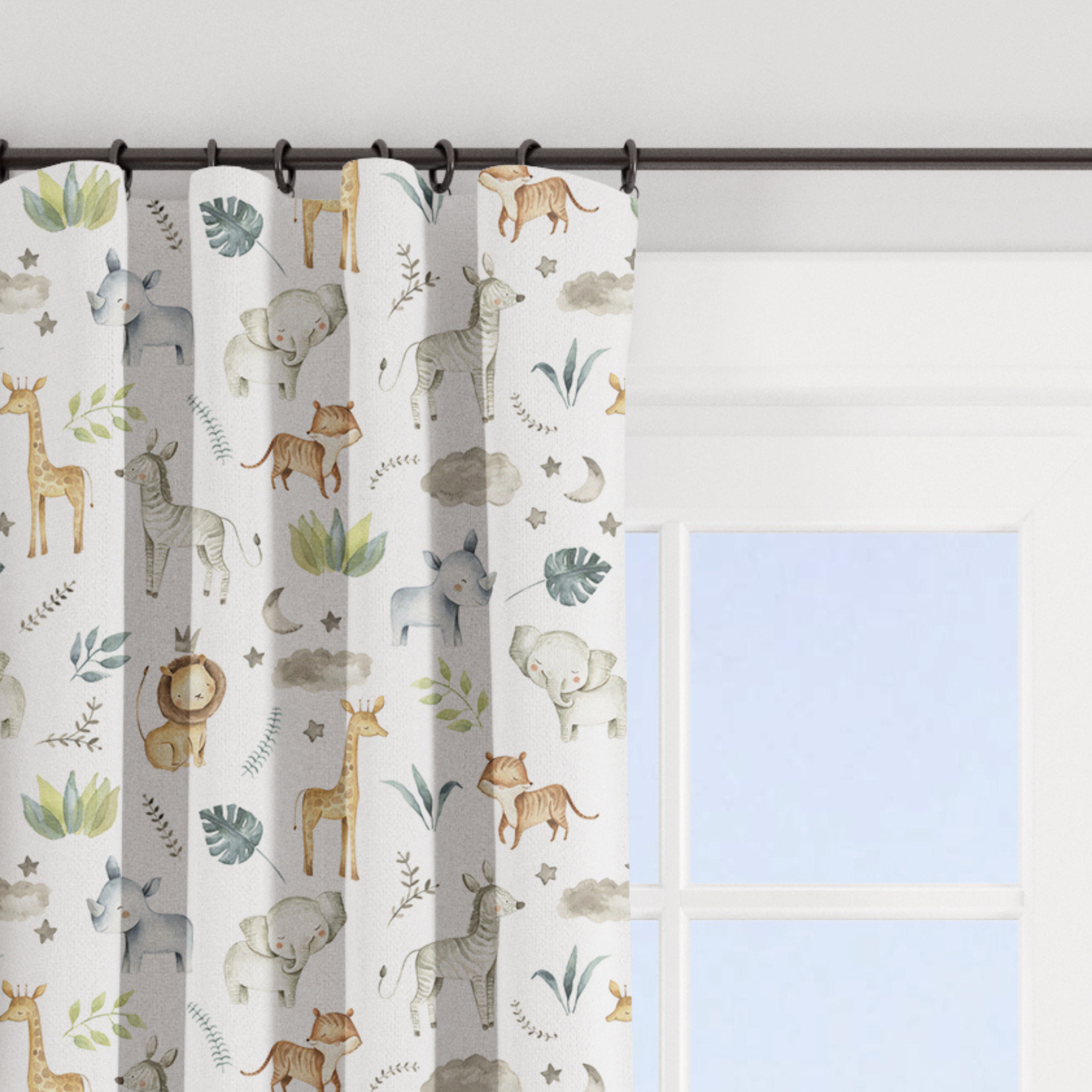 Safari Baby Animals Blackout Lined Curtains