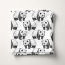 Monochrome Panda Bear 100% Cotton Fabric