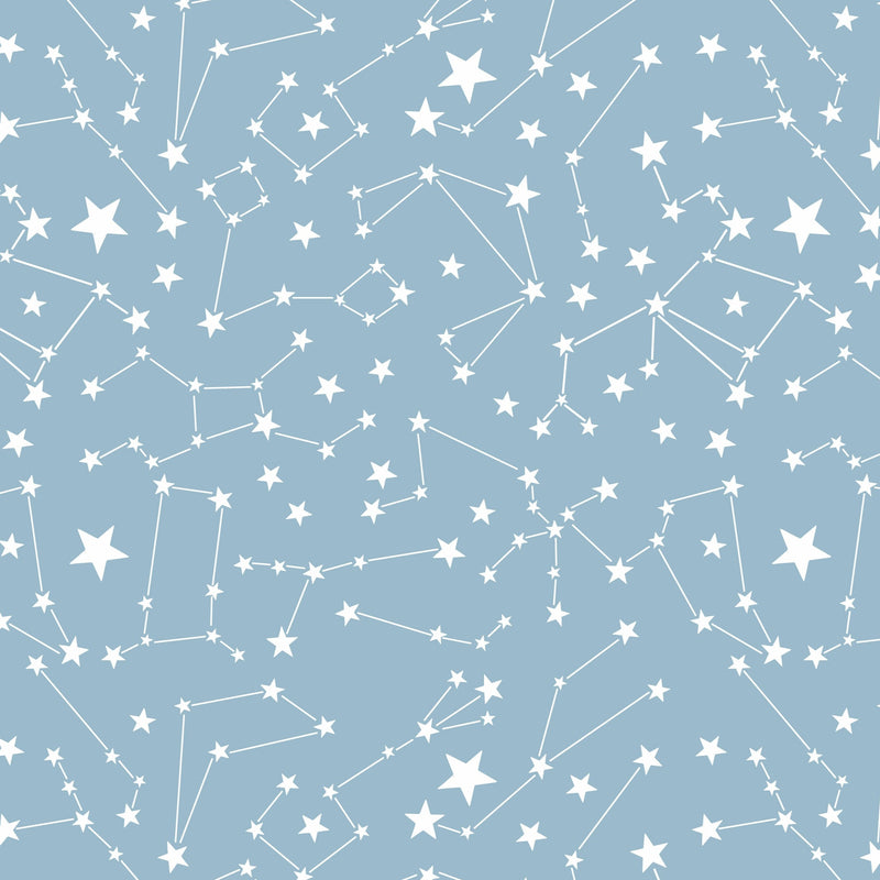 blackout lined children's bedroom and nursery curtains, blue and white constellations.