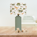 Earth toned dinosaur children's bedroom and nursery decor lampshade, green and orange