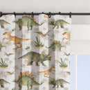 Earth dinosaurs children's bedroom and nursery blackout lined curtains, pencil pleat, green and orange