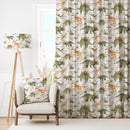Earth dinosaurs children's bedroom and nursery blackout lined curtains, green and orange