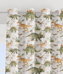 Earth dinosaurs children's bedroom and nursery blackout lined curtains, eyelet, green and orange