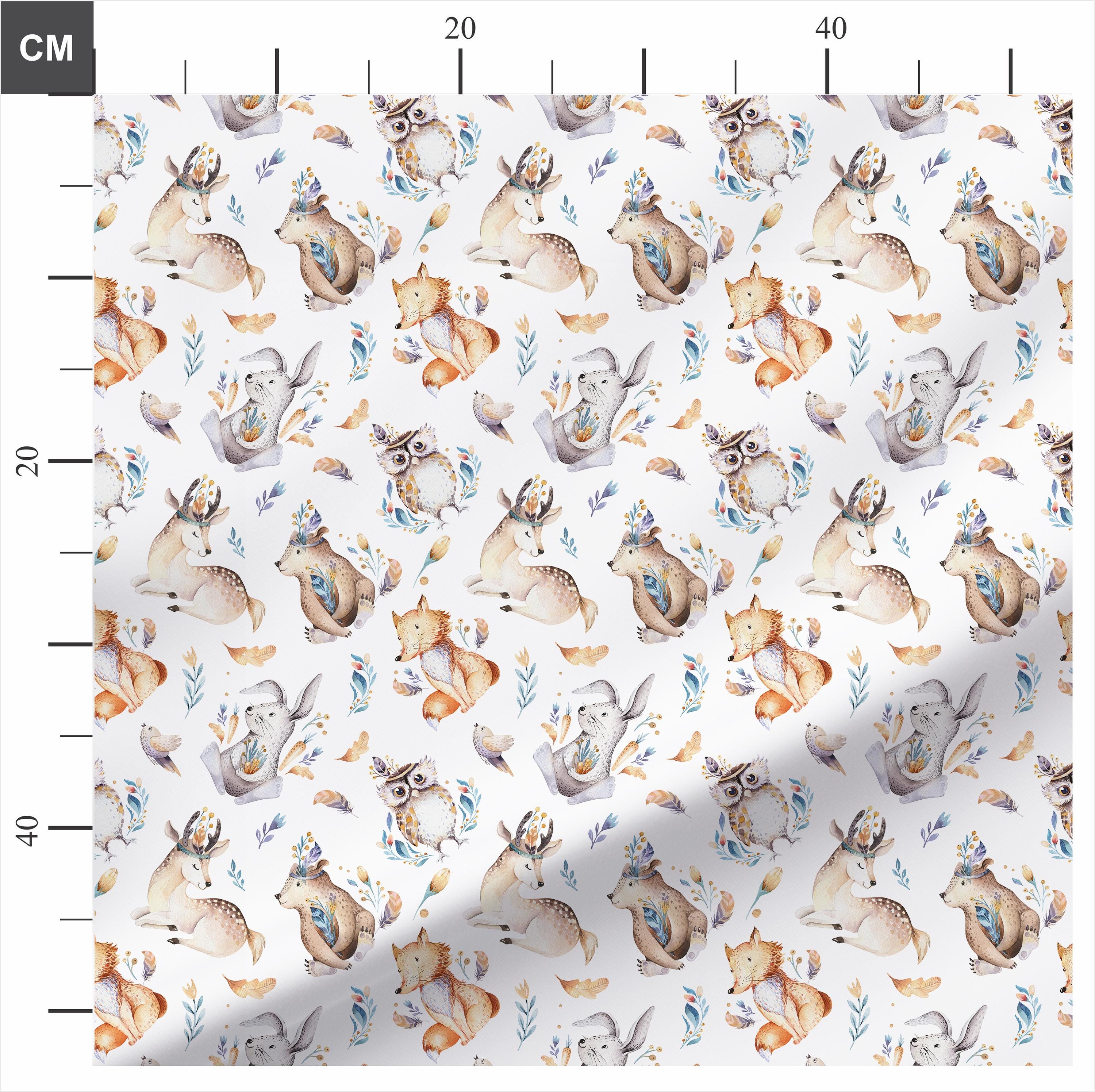 Boho Forest Animals 100% Cotton Fabric