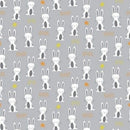 Nutex Woodland Friends Rabbits Grey 100% Cotton Fabric