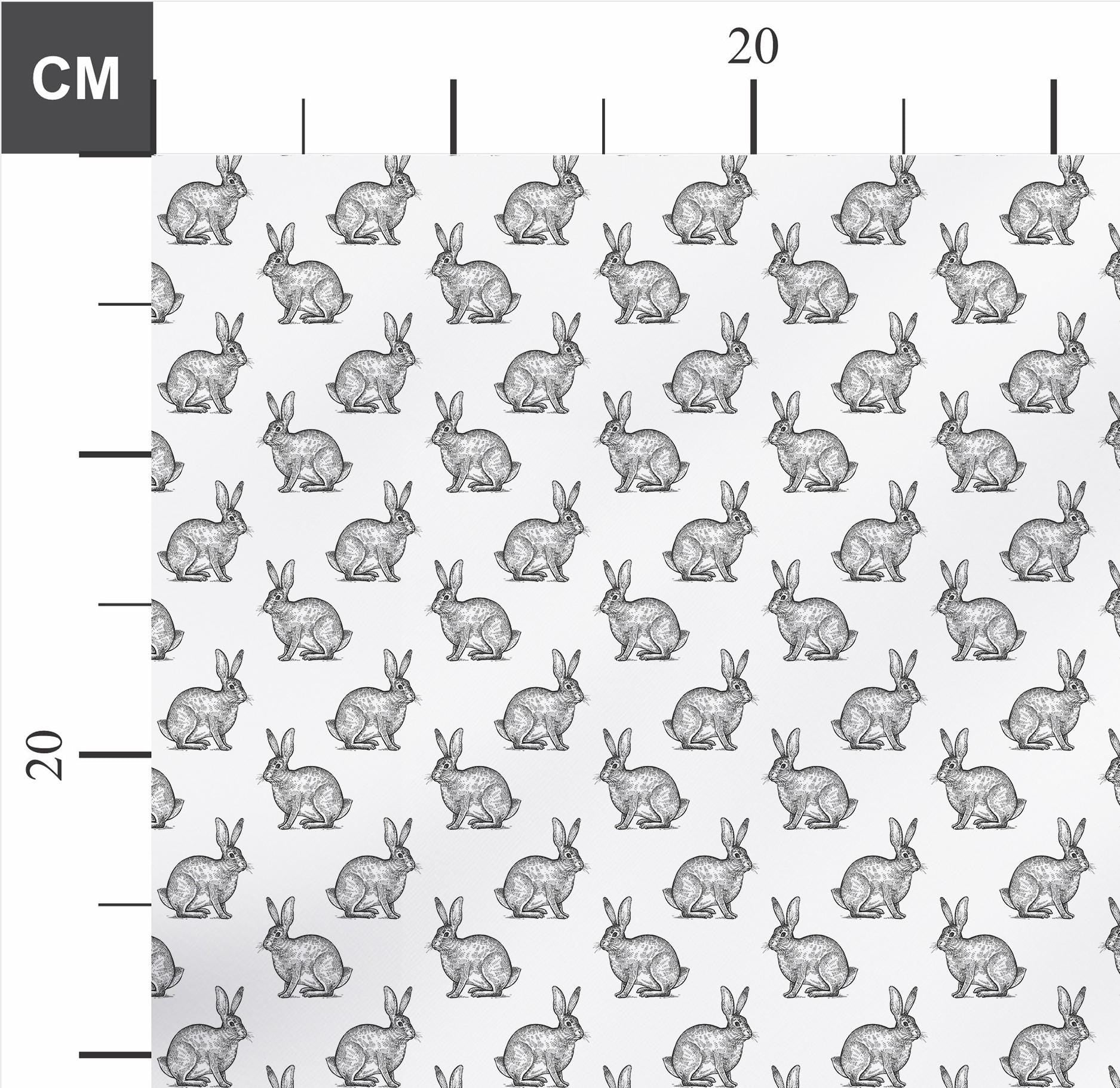 Monochrome Bunny Rabbit 100% Cotton Fabric