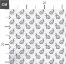 Monochrome Bunny Rabbit 100% Cotton Fabric