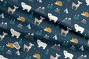 Arctic Animals, Mountains and Fir Trees 100% Cotton Fabric