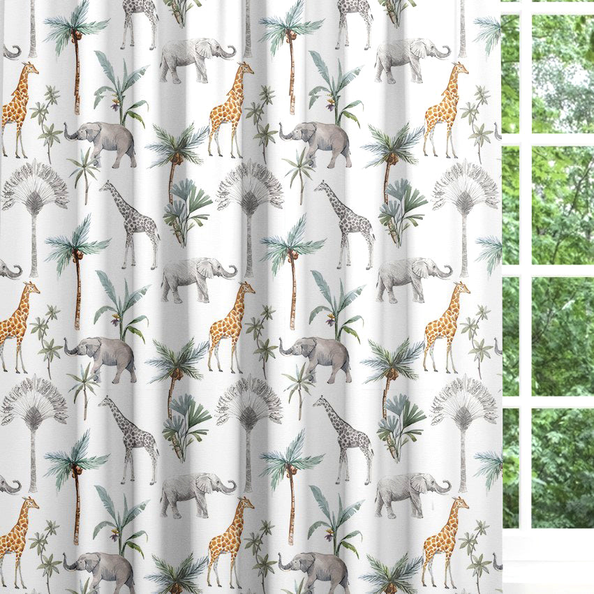 Safari Animals Blackout Lined Curtains