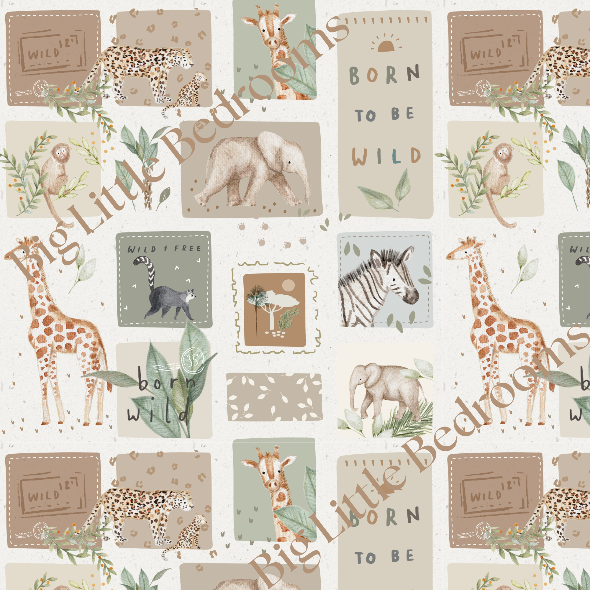 Born to Be Wild Patchwork Safari Children's Lampshade