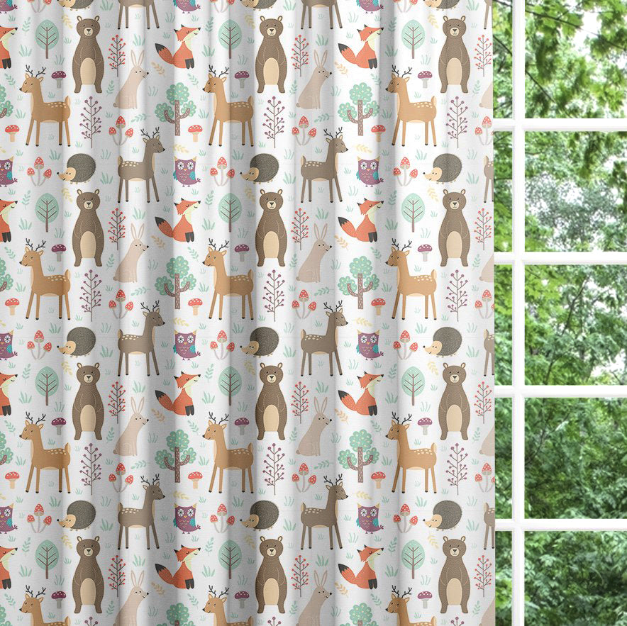 Woodland Animals Blackout Lined Curtains