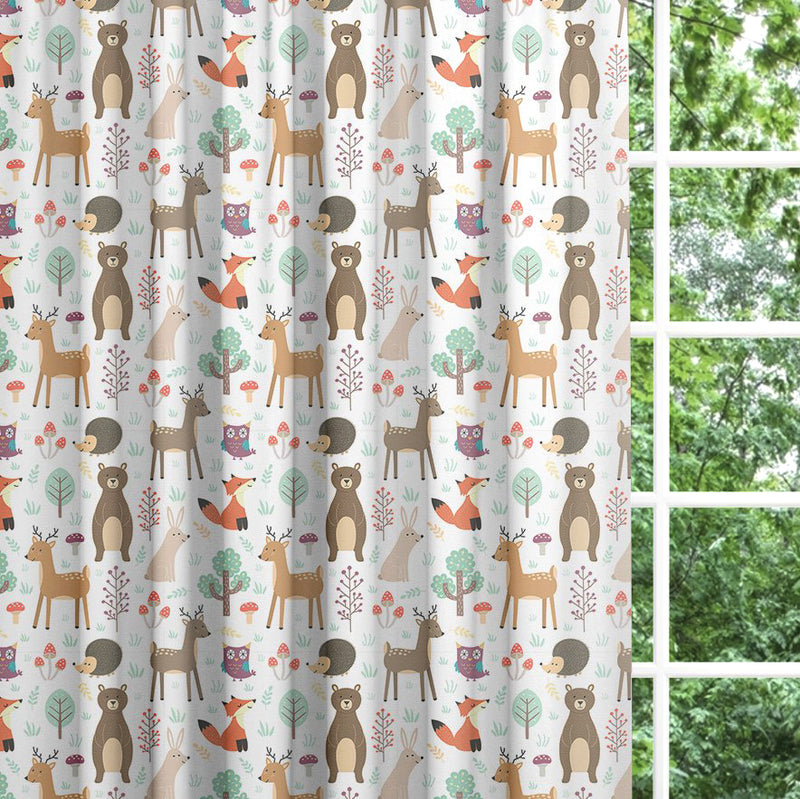 Woodland Animals Blackout Lined Curtains Fabric Sample