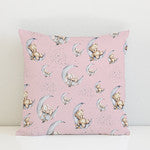 Bedtime for Bunny and Bear cushion, Pink freeshipping - Big Little Bedrooms