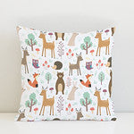 Woodland Animals cushion, White freeshipping - Big Little Bedrooms