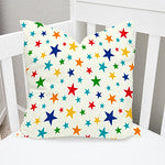 Multi coloured stars children's bedroom and nursery throw cushion.