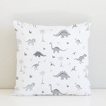 Dinosaurs in soft greys on a white background, children's bedroom and nursery decor. Big Little Bedrooms. Free Shipping. 