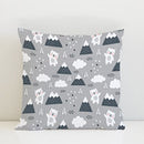 Mountains and Teddy Bears cushion, Grey freeshipping - Big Little Bedrooms