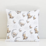 Bedtime for Bunny and Bear cushion, White freeshipping - Big Little Bedrooms