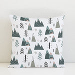 Wilderness inspired mountain and fir tree print, children's bedroom and nursery decor. Big Little Bedrooms. Free Shipping. 