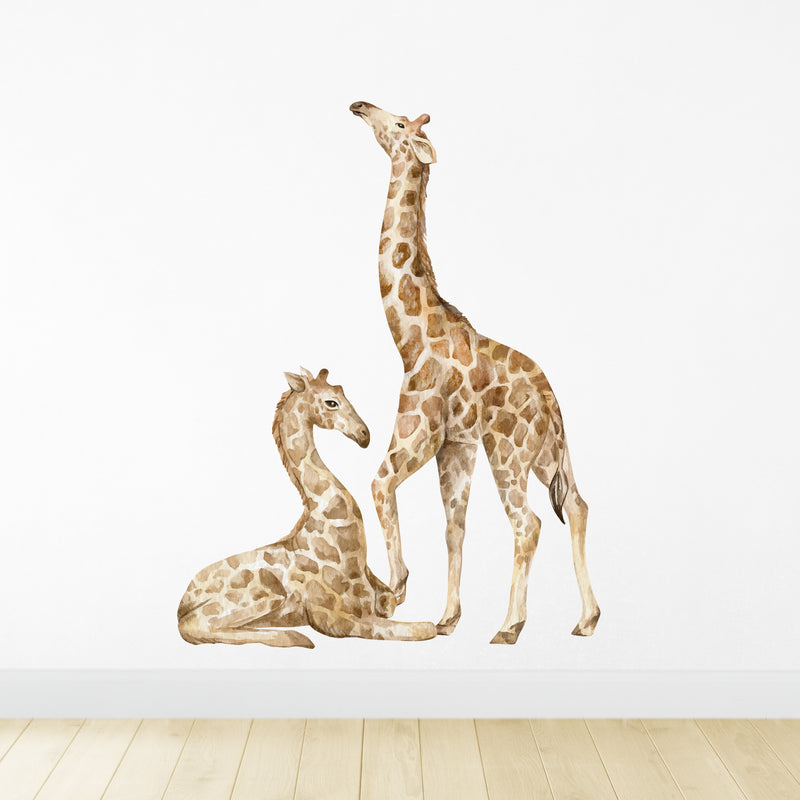 Giraffe safari animals wall stickers, children's bedroom and nursery, gender neutral