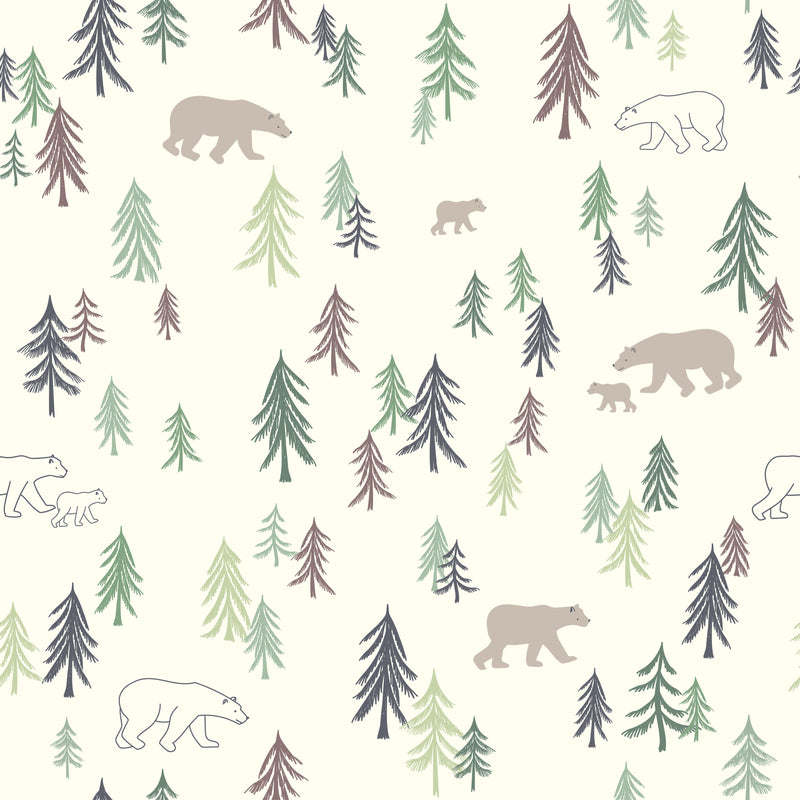 Pale green and brown bear and fir tree children's bedroom and nursery decor freeshipping - Big Little Bedrooms