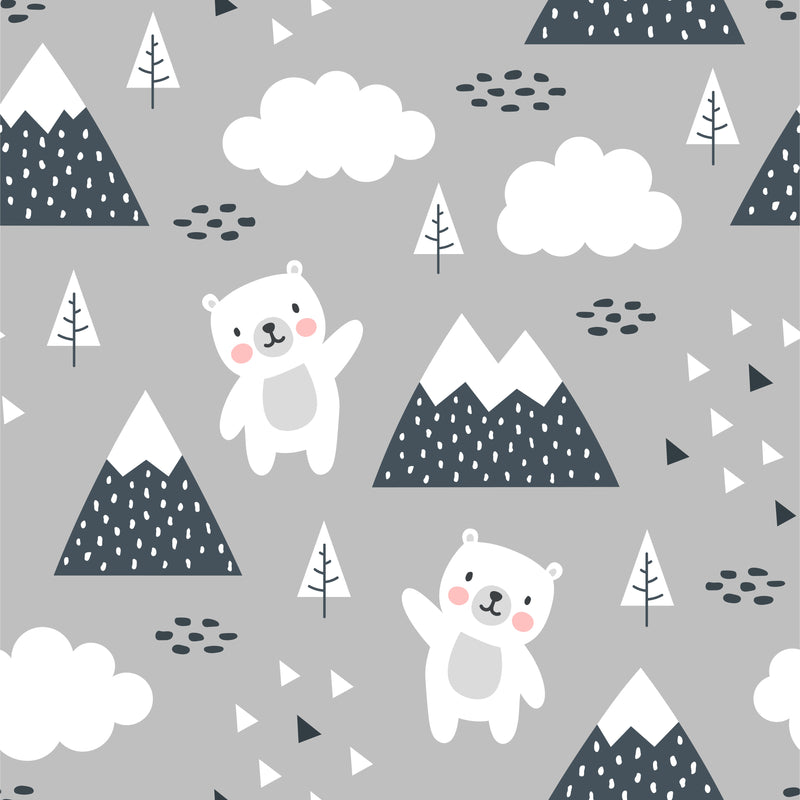 Bear and Mountain curtains, grey freeshipping - Big Little Bedrooms