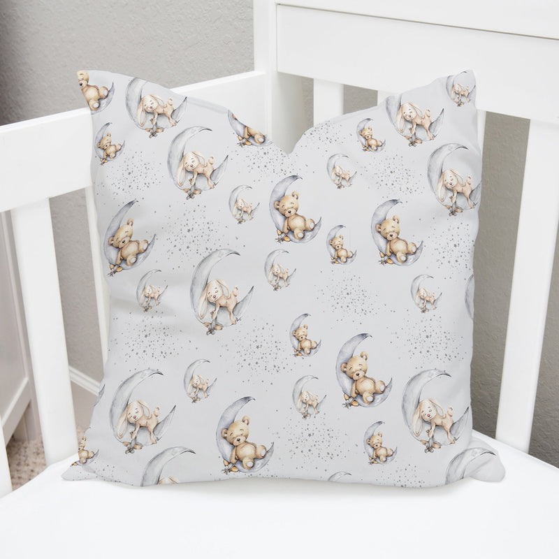 Bedtime for Bunny and Bear Cushion Cover, Grey