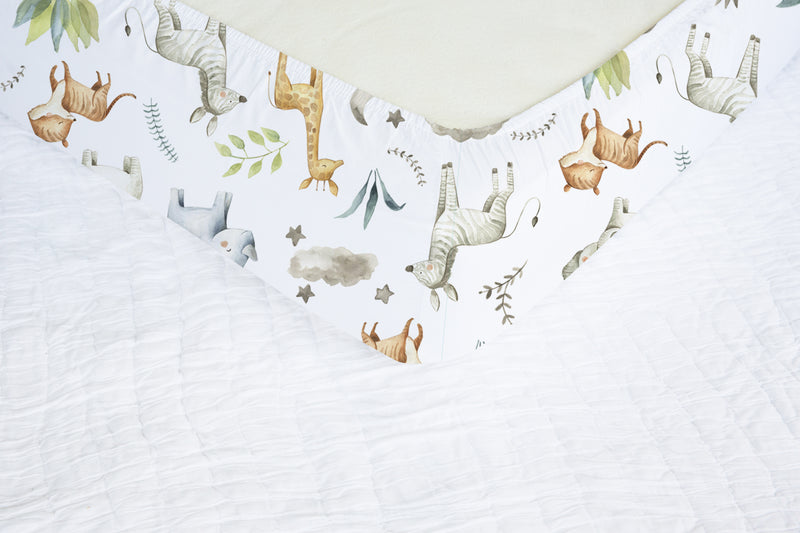 Safari Baby Animals Fitted Cot Bed Sheet freeshipping - Big Little Bedrooms