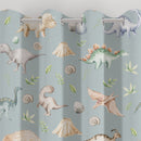 Grey green watercolour dinosaur bespoke children's bedroom and nursery blackout lined curtains, eyelet or pencil pleat. 