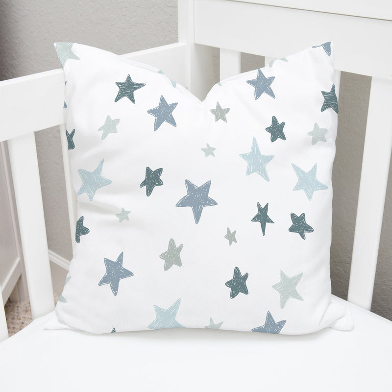 Grey and Blue Star Cushion Cover