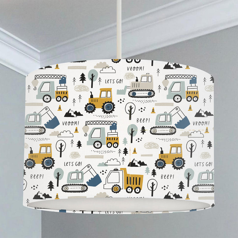 Let's Go Construction Vehicles Lampshade freeshipping - Big Little Bedrooms