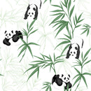 Panda bears and bamboo children's bedroom and nursery decor, black, white and green.