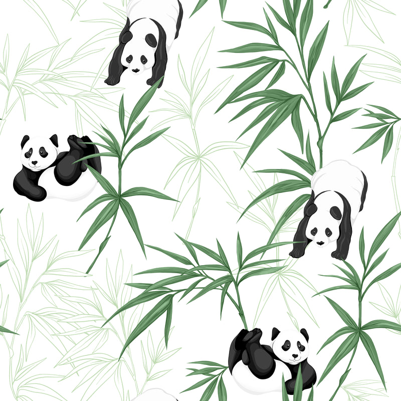 Panda bear children's bedroom and nursery decor, green, black and white