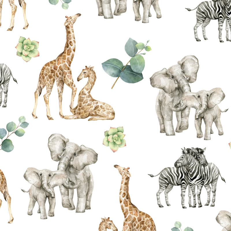 Gender neutral mummy and baby safari animals children's bedroom and nursery curtains