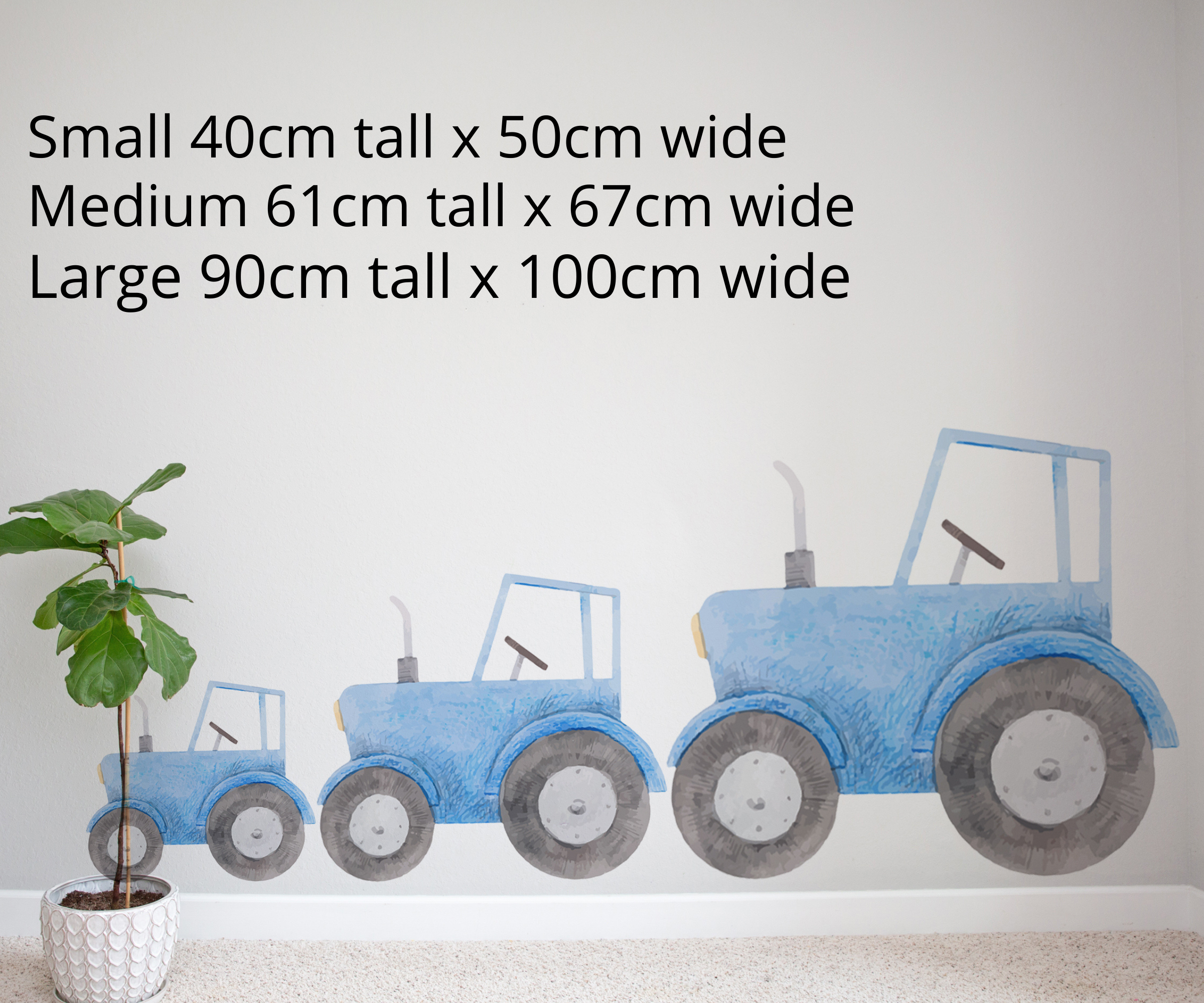 Blue watercolour tractor children's bedroom and nursery wall decals