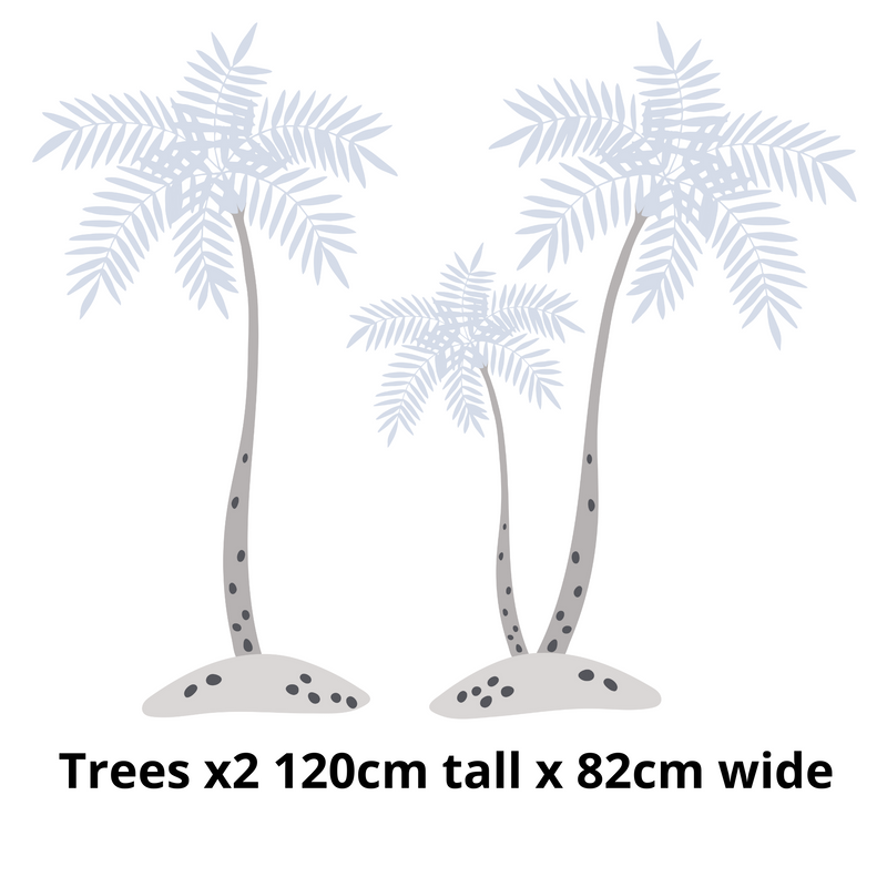 Blue and grey palm tree wall stickers, children's bedroom and nursery. 