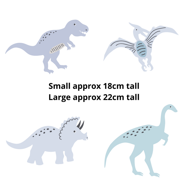 Soft blue dinosaur wall decals. Big Little Bedroooms. Free Shipping