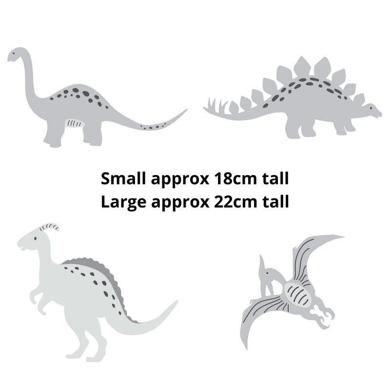 Children's bedroom and nursery dinosaur wall stickers, grey