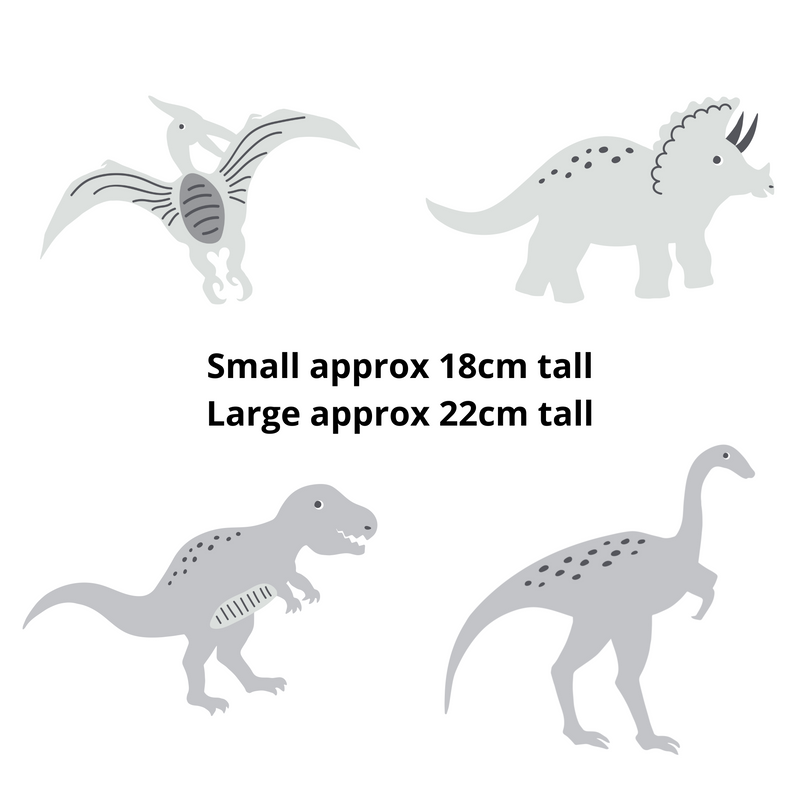 Grey dinosaur children's bedroom and nursery wall decals, unisex