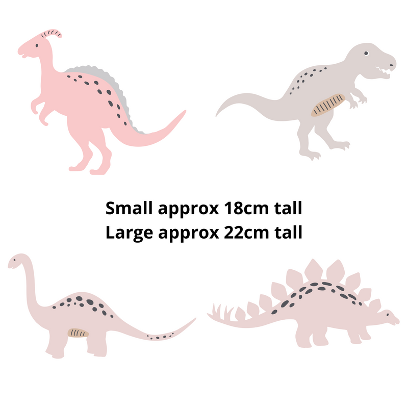 Girly dinosaur bedroom and nursery wall stickers, pink