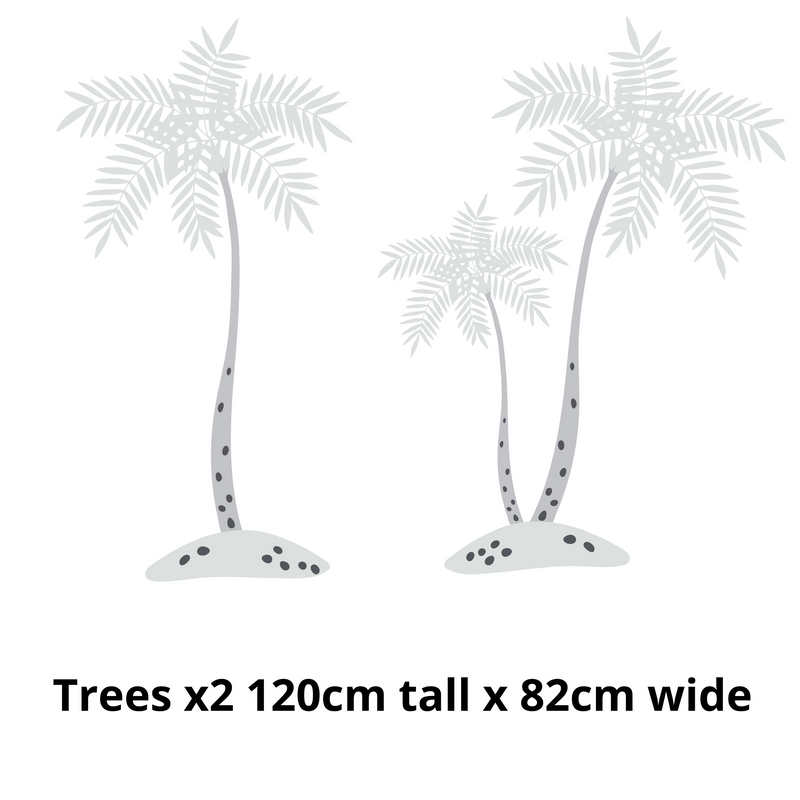 Grey palm tree wall decals, childrens bedroom and nursery, Big Little Bedrooms, Free Shipping