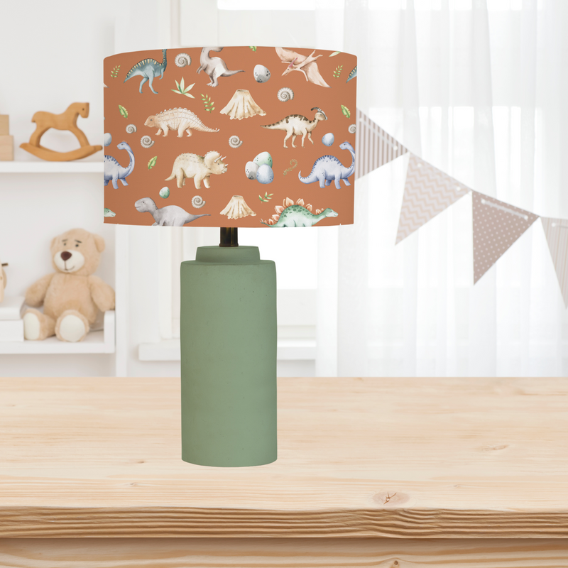 Terracotta watercolour dinosaurs children's bedroom and nursery gender neutral lampshade