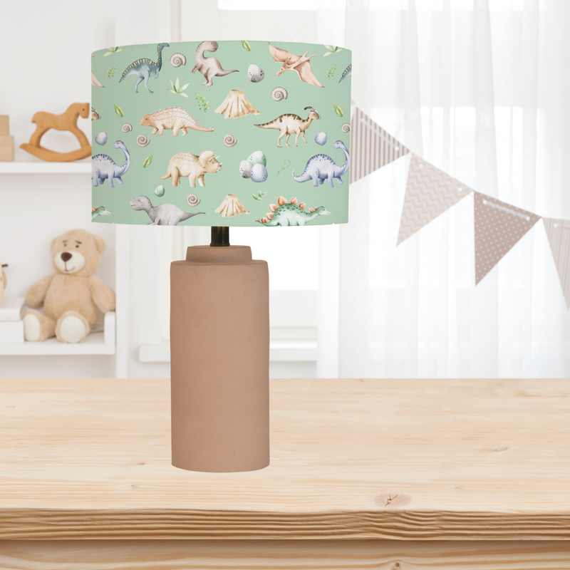 Soft green watercolour dinosaurs children's bedroom and nursery gender neutral lampshade