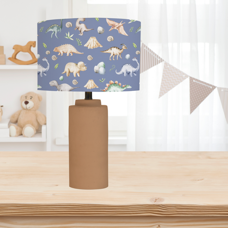 Petrol Blue watercolour dinosaurs children's bedroom and nursery lampshade