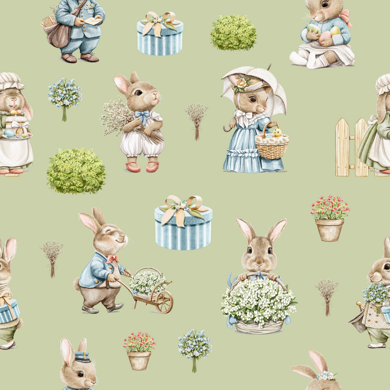 sage green bunny rabbit family children's bedroom and nursery decor