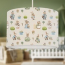bunny rabbit gender neutral children's bedroom and nursery lampshade, vintage linen