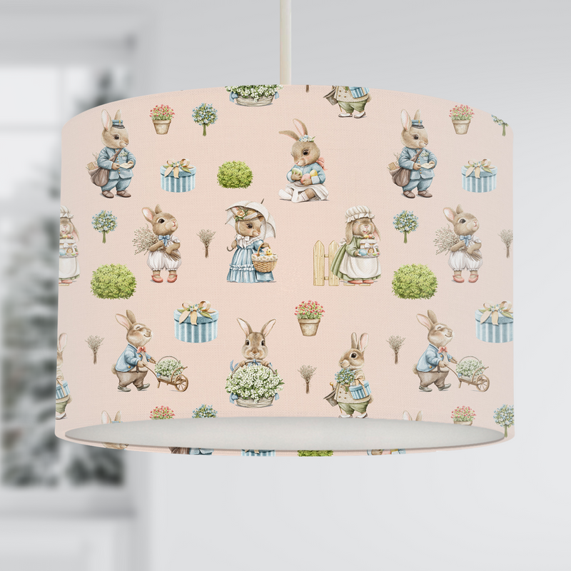 bunny rabbit children's bedroom and nursery lampshade, blush pink