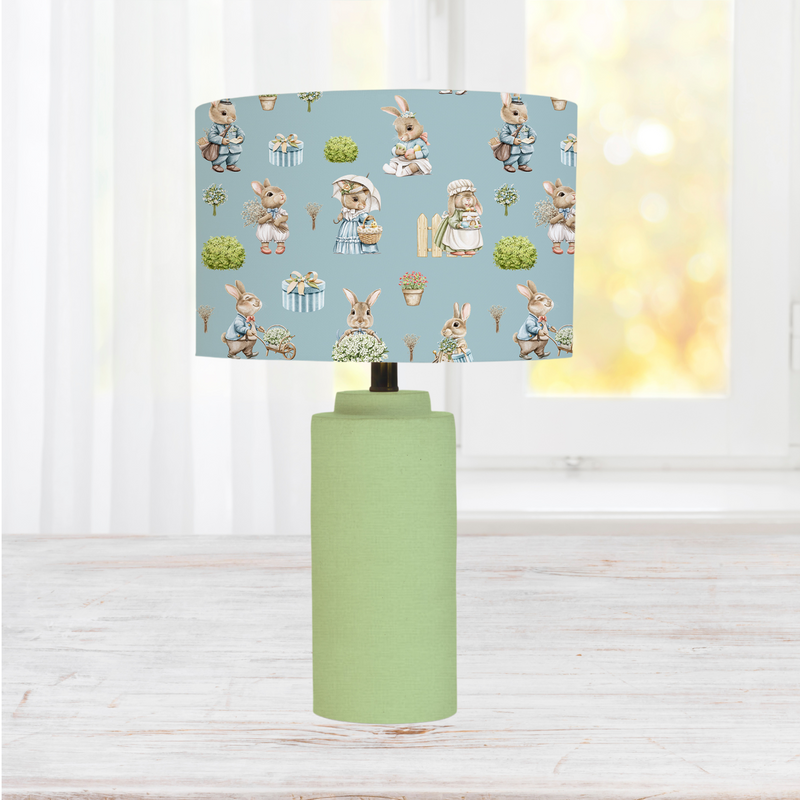 bunny rabbit children's bedroom and nursery lampshade, seagrass blue